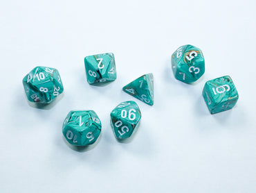 Marble Oxi-Copper/White Mini-Polyhedral 7-Die Set