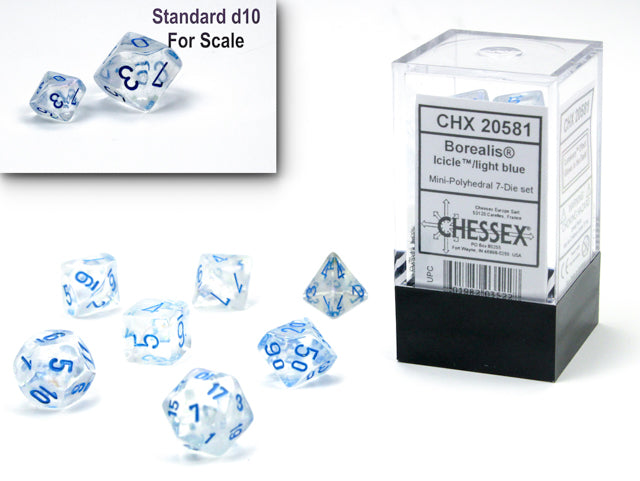 Borealis® Mini-hedral™ Icicle™/light blue Luminary™ 7-Die