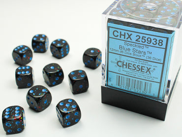 Speckled Blue Stars 12mm d6 Dice Block (36 dice)