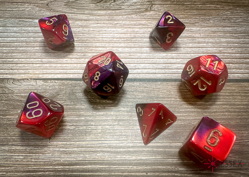 Gemini Purple-Red/gold Polyhedral 7-Dice Set