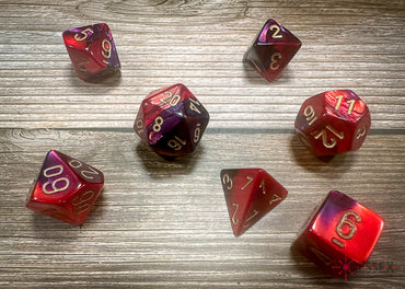 Gemini Purple-Red/gold Polyhedral 7-Dice Set