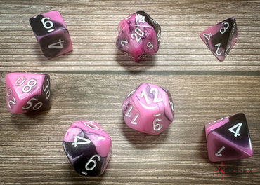 Gemini Black-Pink/white Polyhedral 7-Dice Set