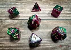 Gemini Green-Purple/gold Polyhedral 7-Dice Set