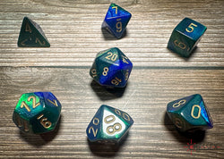Gemini Blue-Green/gold Polyhedral 7-Dice Set