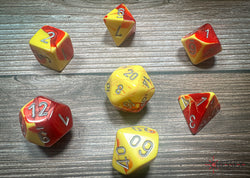 Gemini Red-Yellow/silver Polyhedral 7-Dice Set
