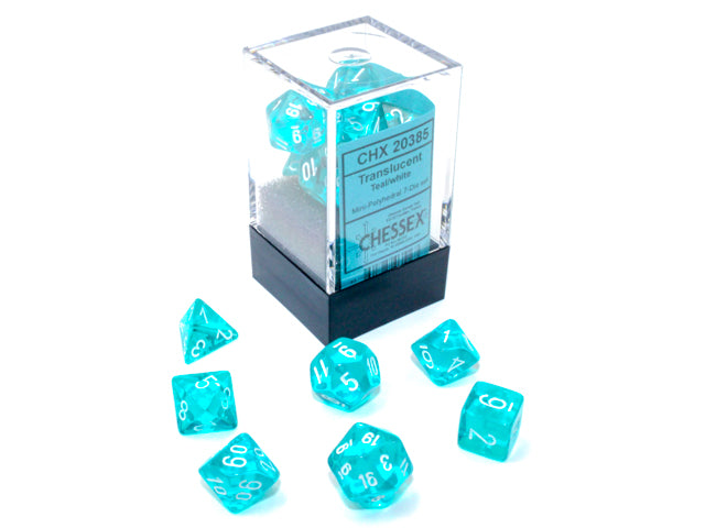 Translucent Mini-hedral™ Teal/white 7-Die Set