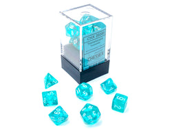Translucent Mini-hedral™ Teal/white 7-Die Set