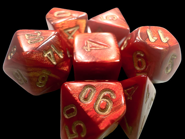 Scarab® Mini-hedral™ Scarlet™/gold 7-Die Set
