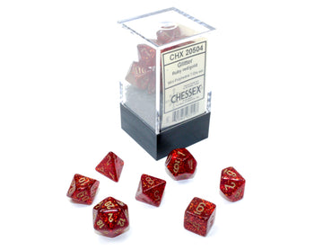 Glitter Mini-hedral™ Ruby Red/gold 7-Die Set