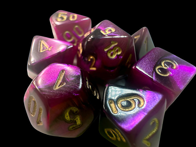 Gemini® Mini-hedral™ Black-Purple/gold 7-Die Set