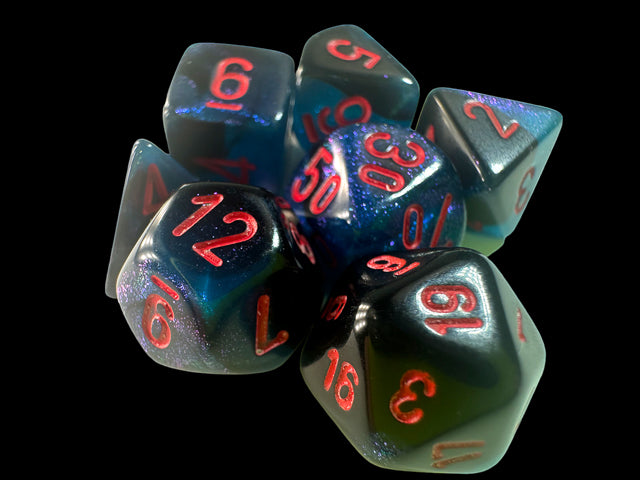 Gemini® Mini-hedral™ Black-Starlight™/red 7-Die Set