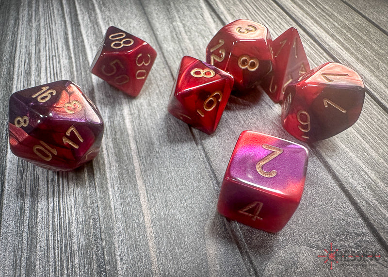 Gemini Purple-Red/gold Polyhedral 7-Dice Set