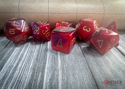 Gemini Purple-Red/gold Polyhedral 7-Dice Set