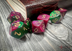 Gemini Green-Purple/gold Polyhedral 7-Dice Set