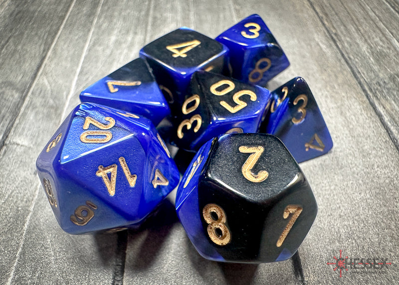 Gemini Black-Blue/gold Polyhedral 7-Dice Set