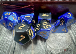 Gemini Black-Blue/gold Polyhedral 7-Dice Set