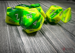 Gemini Green-Yellow/silver Polyhedral 7-Dice Set