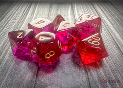 Gemini Translucent Red-Violet/gold Polyhedral 7-Dice Set