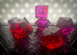 Gemini Translucent Red-Violet/gold Polyhedral 7-Dice Set