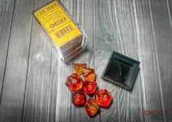 Gemini Translucent Red-Yellow/gold Polyhedral 7-Dice Set