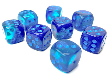 Gemini Blue-Blue/light blue Luminary 12mm d6 Dice Block (36 dice)
