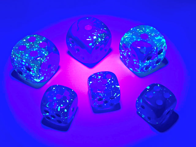 Gemini Blue-Blue/light blue Luminary 12mm d6 Dice Block (36 dice)