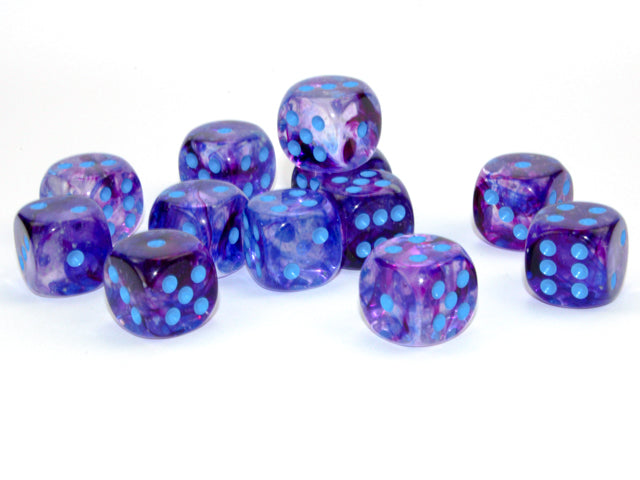 Nebula Nocturnal/blue Luminary 16mm d6 Dice Block (12 dice)