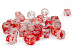 Nebula Red/silver Luminary 12mm d6 Dice Block (36 dice)