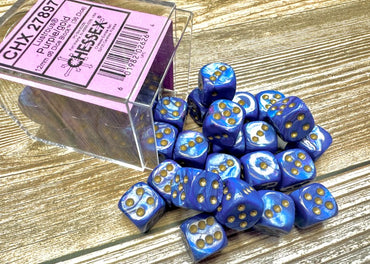Lustrous Purple/gold 12mm d6 Dice Block (36 dice)