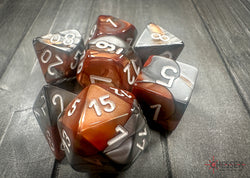 Gemini Copper-Steel/white Polyhedral 7-Dice Set