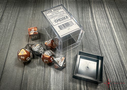 Gemini Copper-Steel/white Polyhedral 7-Dice Set