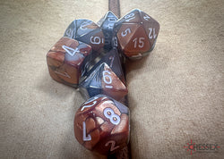 Gemini Copper-Steel/white Polyhedral 7-Dice Set