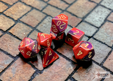 Gemini Purple-Red/gold Polyhedral 7-Dice Set