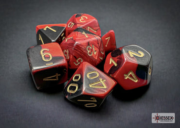 Gemini Black-Red/gold Polyhedral 7-Dice Set