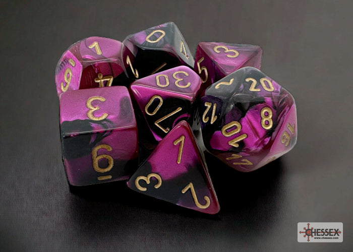 Gemini Black-Purple/gold Polyhedral 7-Dice Set