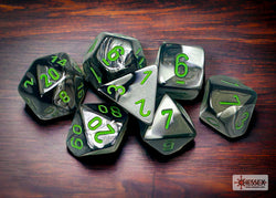 Gemini Black-Grey/green Polyhedral 7-Dice Set