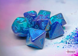 Gemini Blue-Blue/light blue Luminary Polyhedral 7-Dice Set