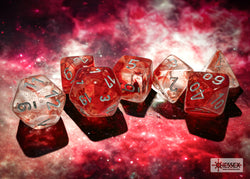 Nebula Red/silver Luminary Polyhedral 7-Dice Set