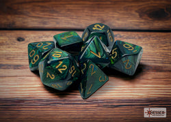 Scarab Jade/gold Polyhedral 7-Dice Set