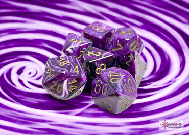 Vortex Purple/gold Polyhedral 7-Dice Set