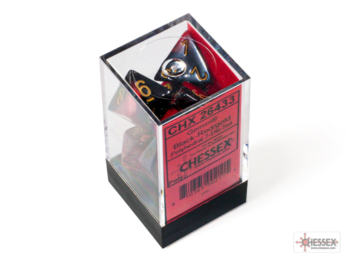 Gemini Black-Red/gold Polyhedral 7-Dice Set