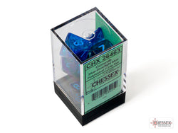 Gemini Blue-Blue/light blue Luminary Polyhedral 7-Dice Set