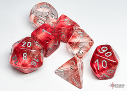 Nebula Red/silver Luminary Polyhedral 7-Dice Set