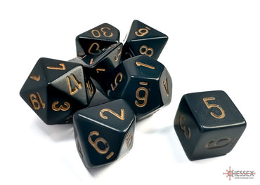 Opaque Black/gold Polyhedral 7-Dice Set