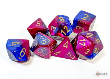 Gemini Blue-Purple/gold Polyhedral 7-Dice Set