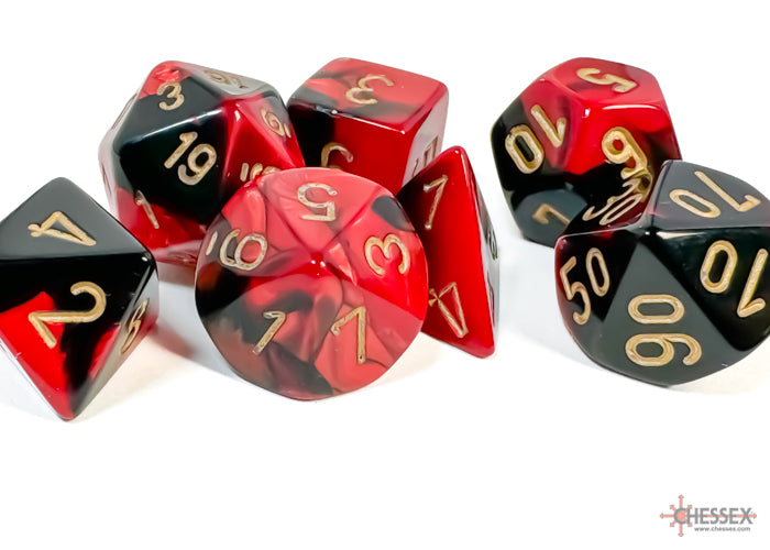 Gemini Black-Red/gold Polyhedral 7-Dice Set