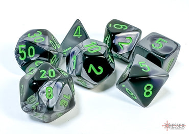 Gemini Black-Grey/green Polyhedral 7-Dice Set