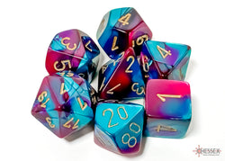 Gemini Purple-Teal/gold Polyhedral 7-Dice Set