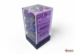 Gemini Blue-Purple/gold 16mm d6 Dice Block (12 dice)