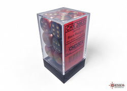 Gemini Black-Red/gold 16mm d6 Dice Block (12 dice)